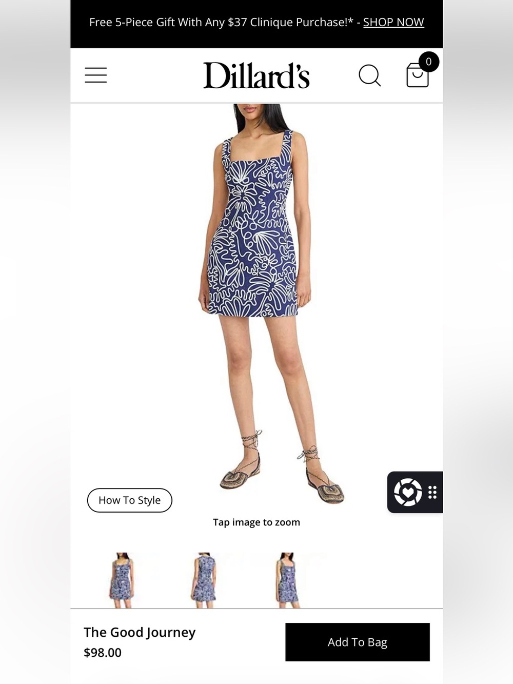 The Good Journey Sleeveless Navy Blue Abstract Print Mini Dress - NWT - Picture 2 of 14